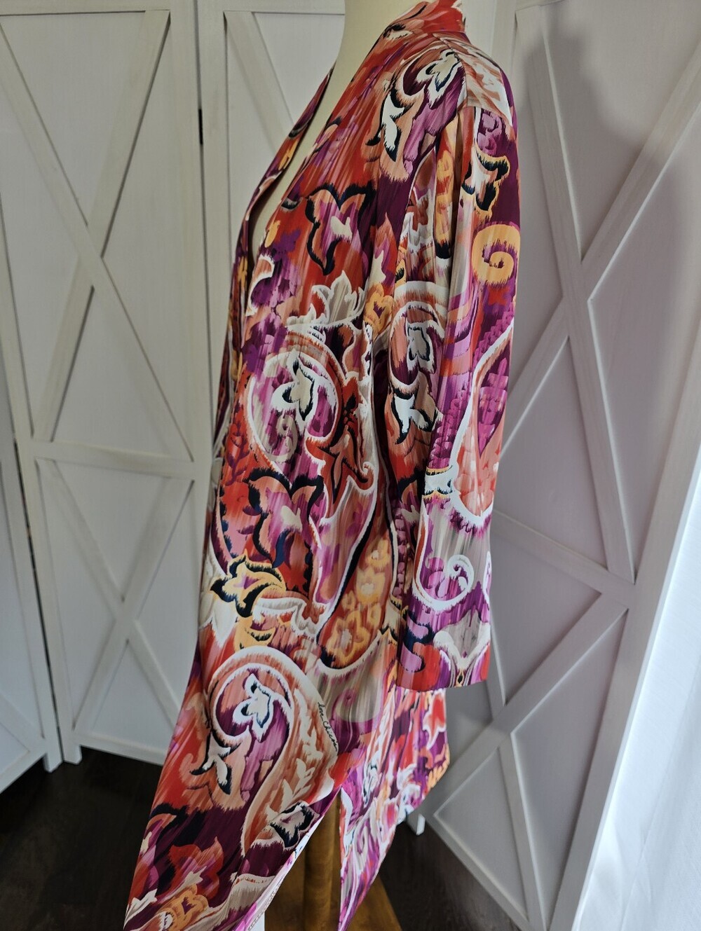 Chico's Multicolor Boho Paisley Duster, Cardigan, Kimono 3/4 Sleeve - Picture 7 of 12